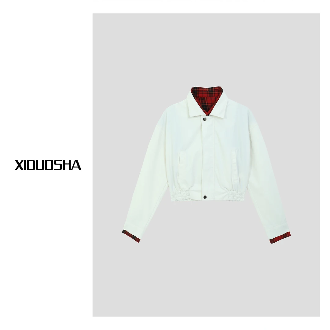 XIDUOSHA/喜朵莎原创设计款f翻领酷帅减龄夹克外套 XDS1572