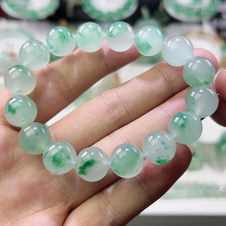 石英质玉未镶嵌手串非洲翠冰飘花卡13珠子手串
