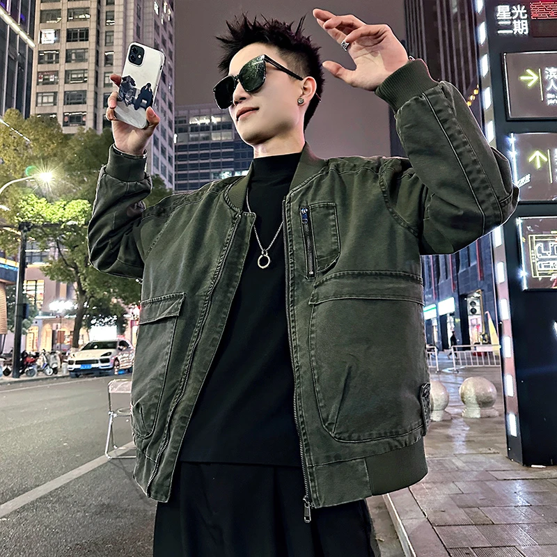 美式潮牌工装棒球服外套男春秋季2025新款高级感男装上衣牛仔夹克