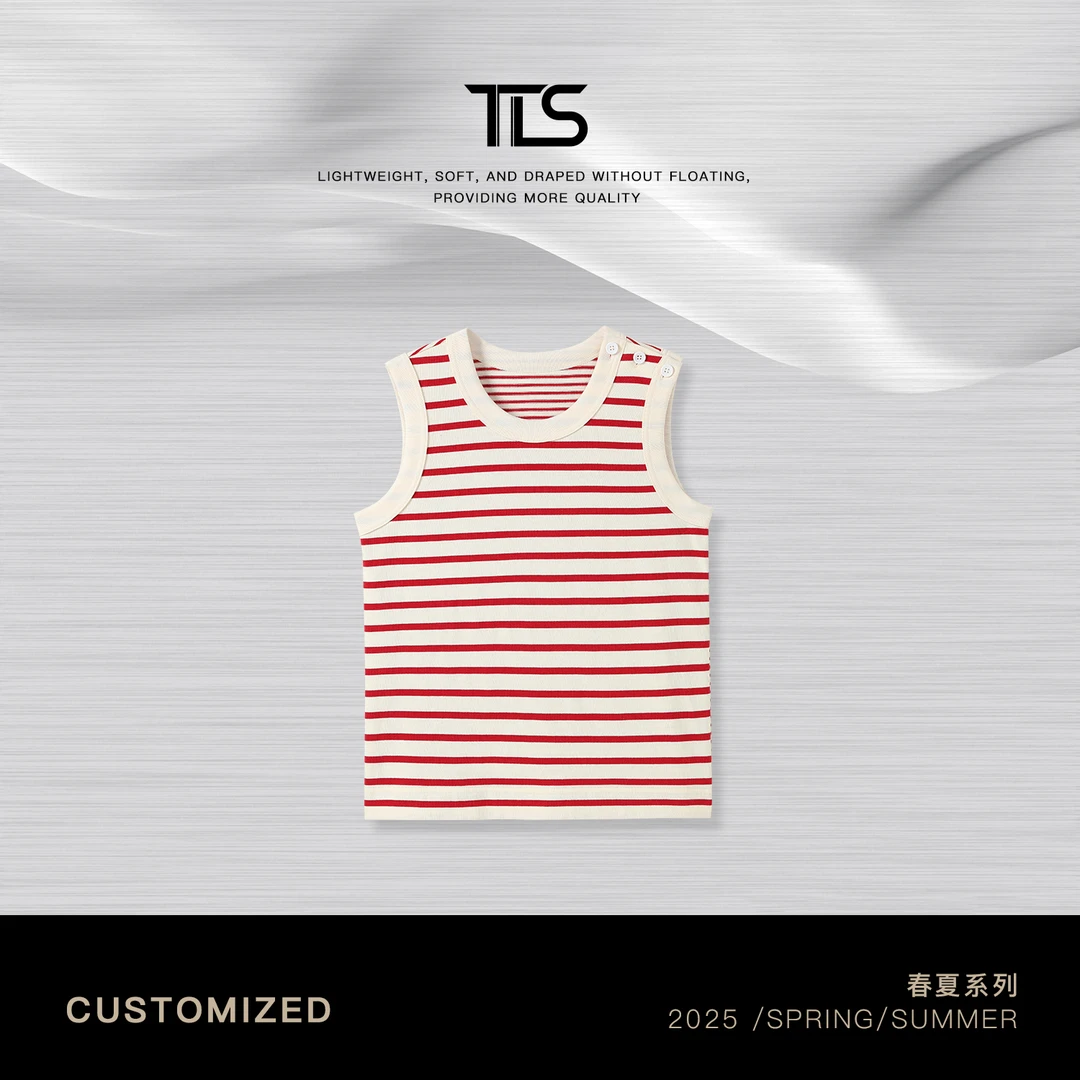 TT【赤羽】撞色条纹纯棉舒适透气无袖背心女TT-11BX0426