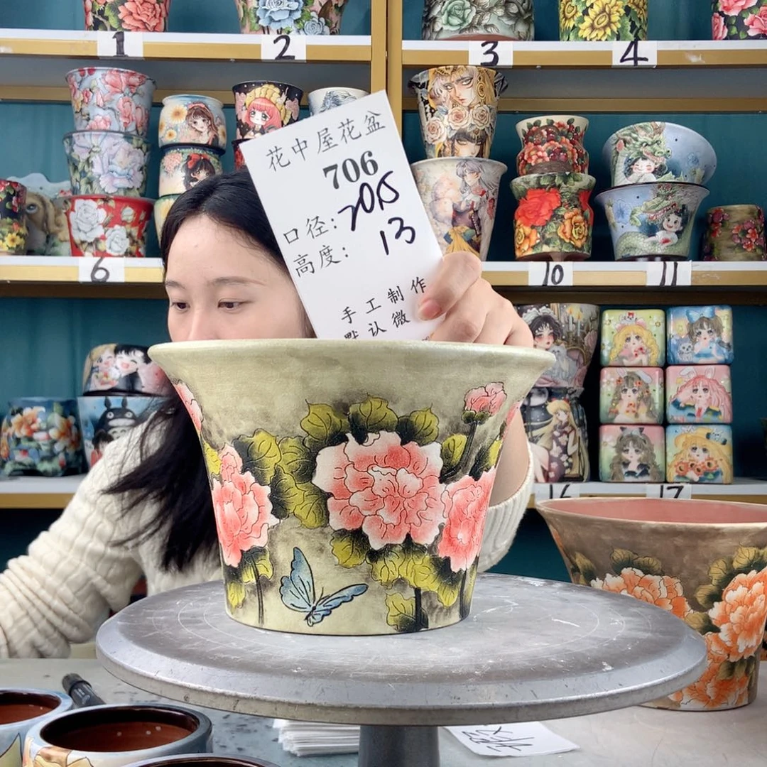 景德镇手工花盆706