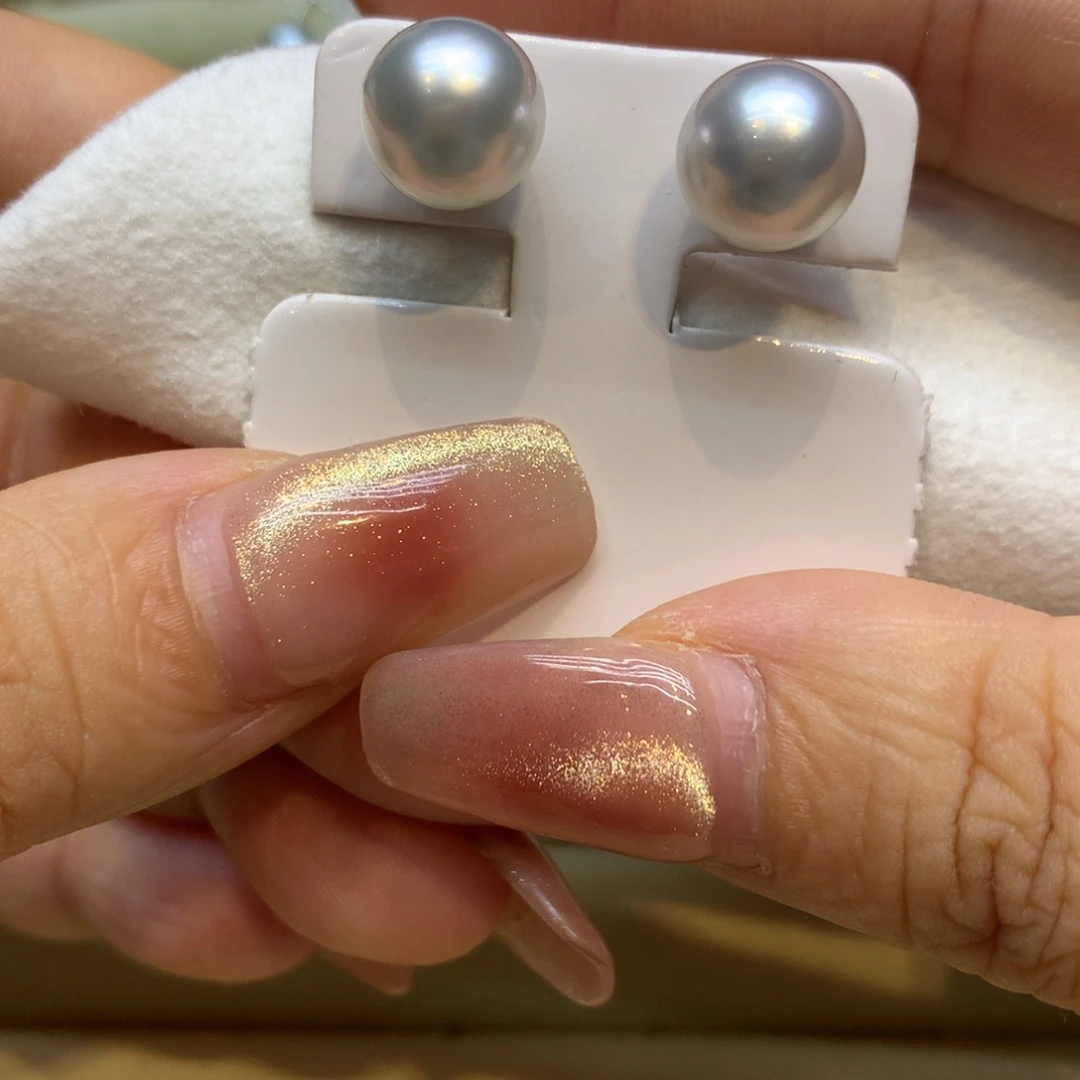 银S925镶嵌耳饰海水珍珠