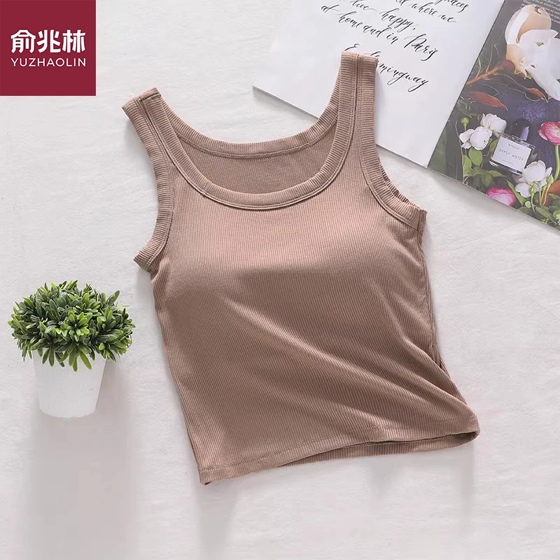 俞兆林女吊带背心带胸垫薄款舒适夏季新款吸汗圆领内搭运动打底衫