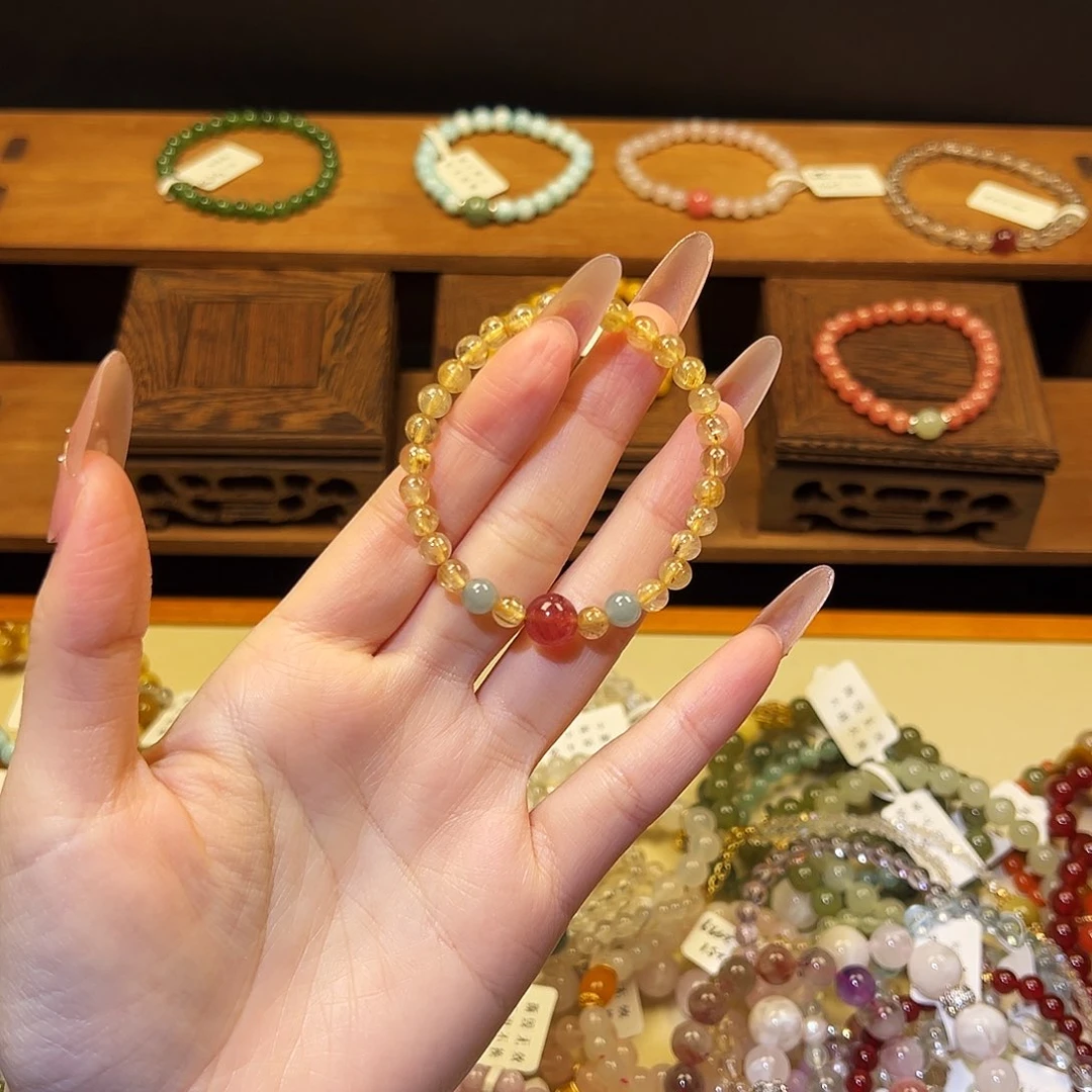 水晶手链银S925镶嵌金发5