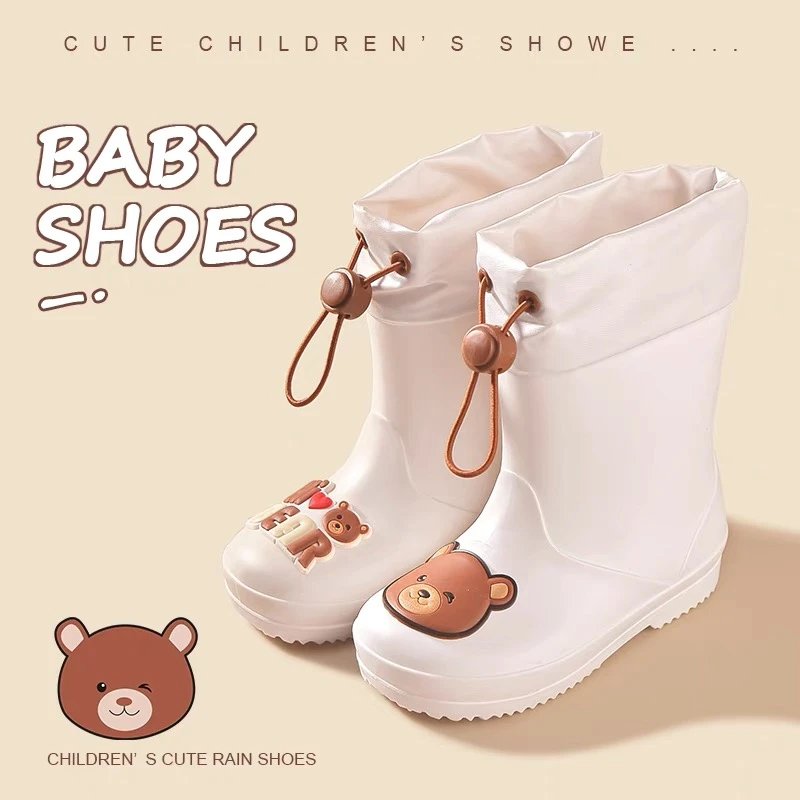 儿童雨鞋男童女童宝宝小童雨靴防滑束口防水幼儿卡通收口学生水鞋
