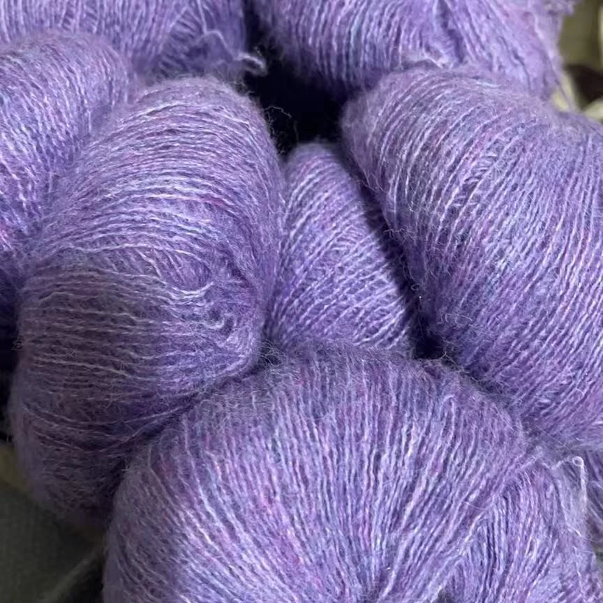 羊毛真丝马海毛紫加花10团尾货