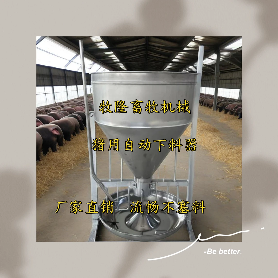 猪用不锈钢自动干式喂料器自由采食干湿下料器大小猪通用干湿两用