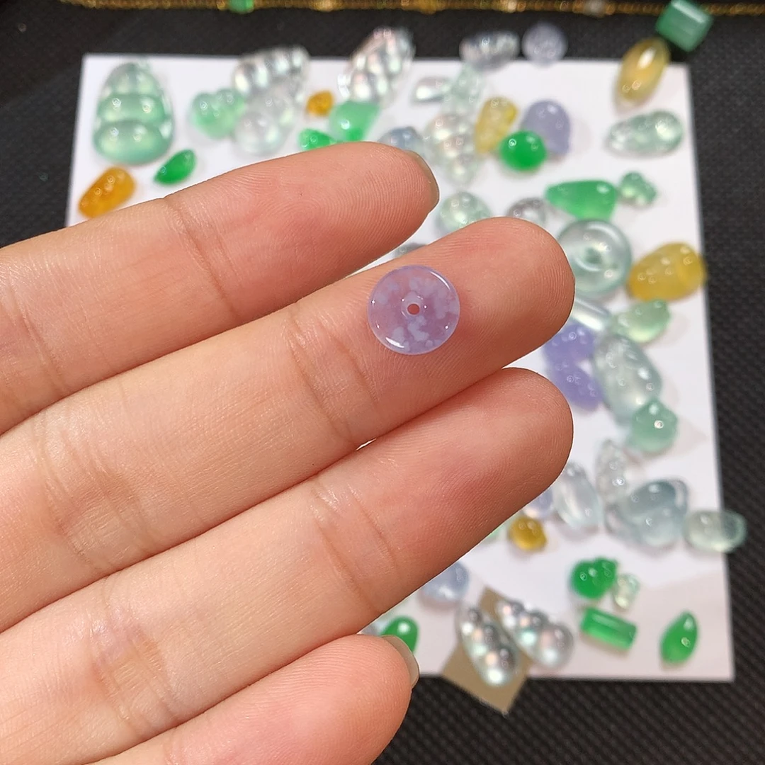 翡翠裸石雪花棉平安扣