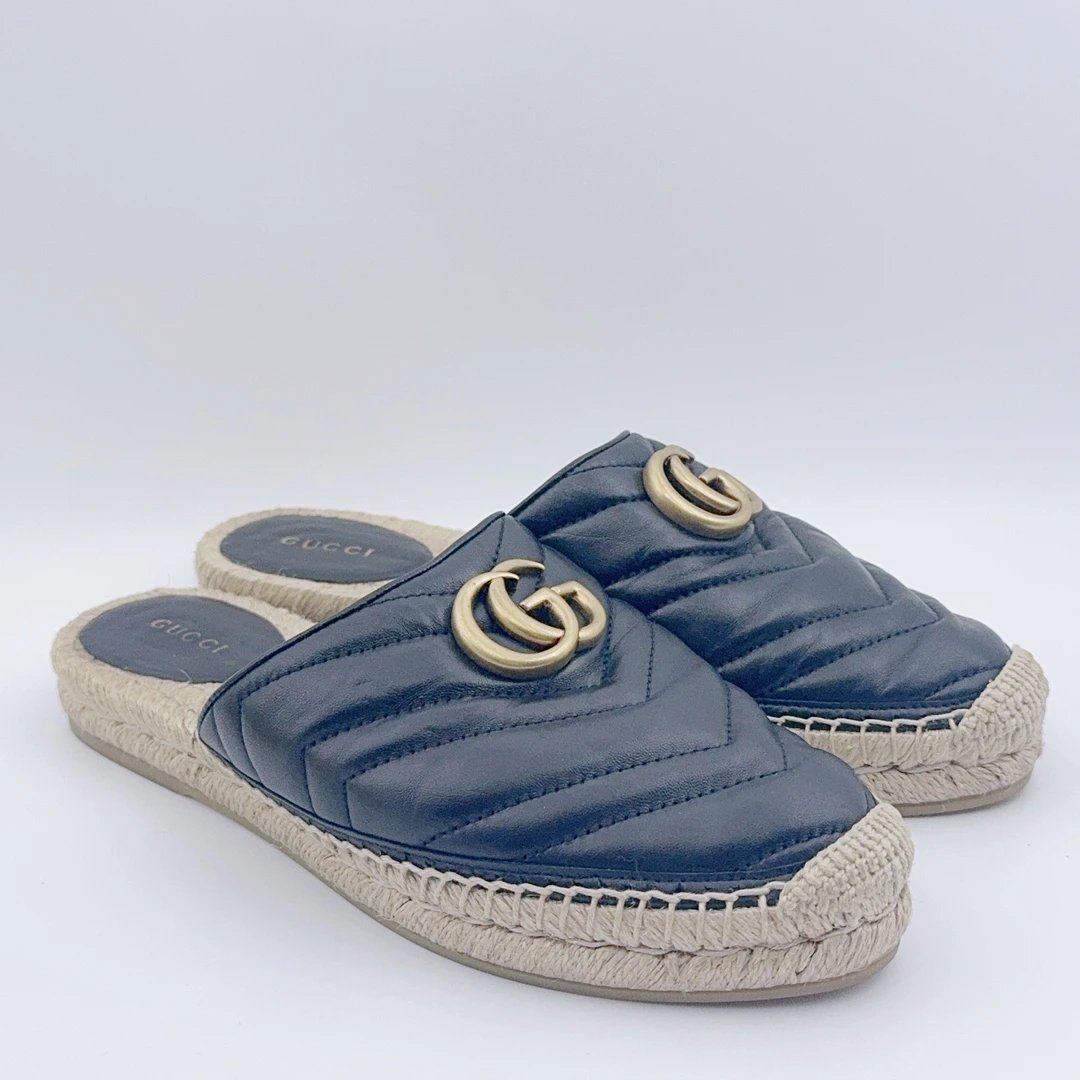 95新 GUCCI/古驰 37码/黑色大标半拖