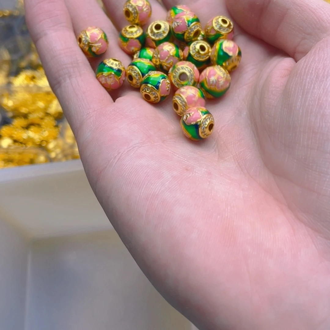 锆石铜合金珐琅彩极光珠1根