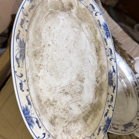 瓷片国营厂库存微瑕26厘米椭圆