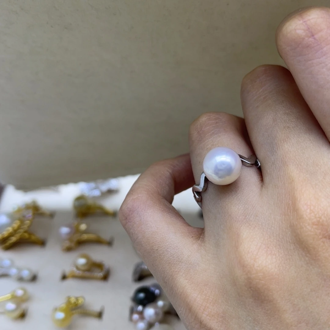 淡水珍珠戒指银S925镶嵌