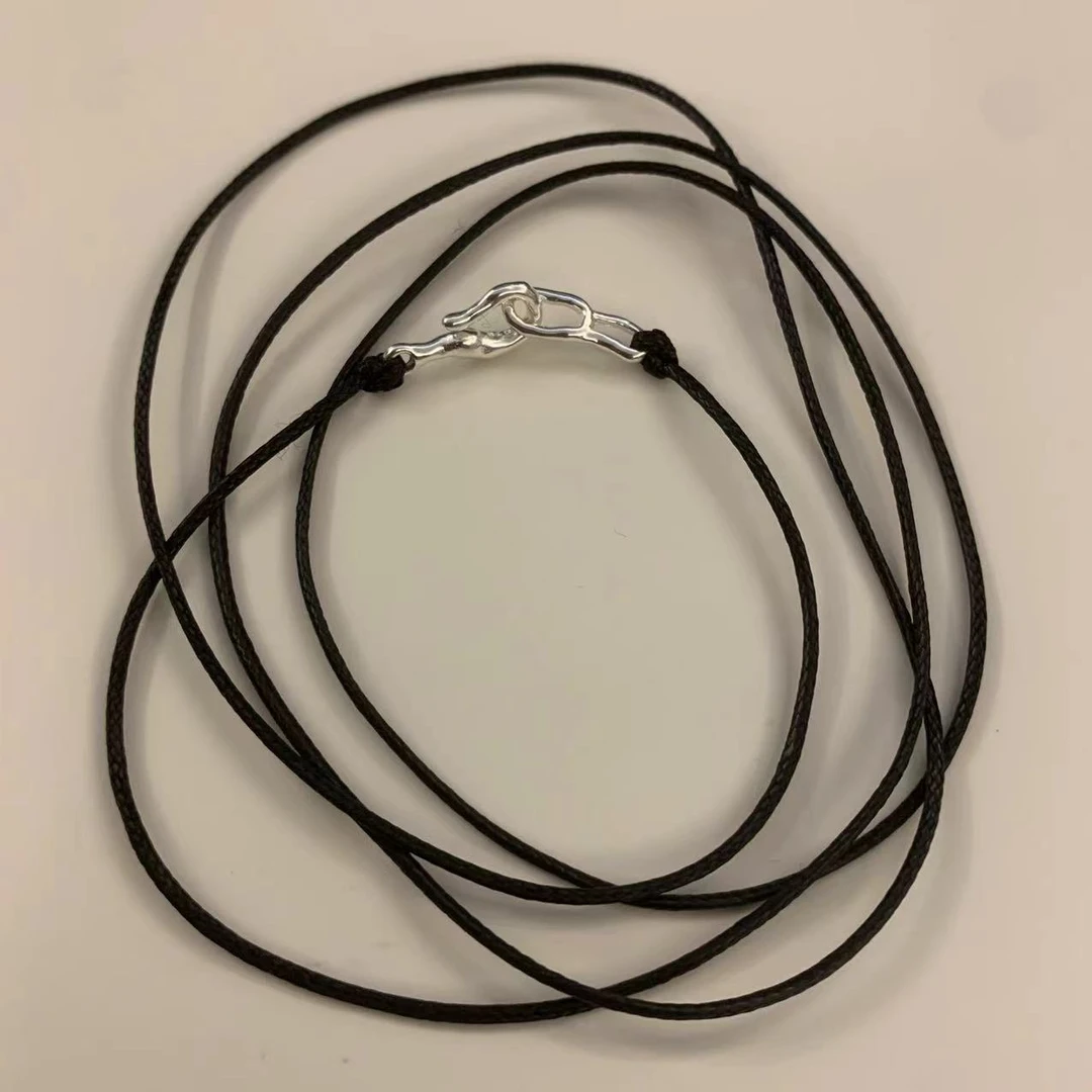 坠链均925银 X1343简韩新款黑绳情侣钩子项链