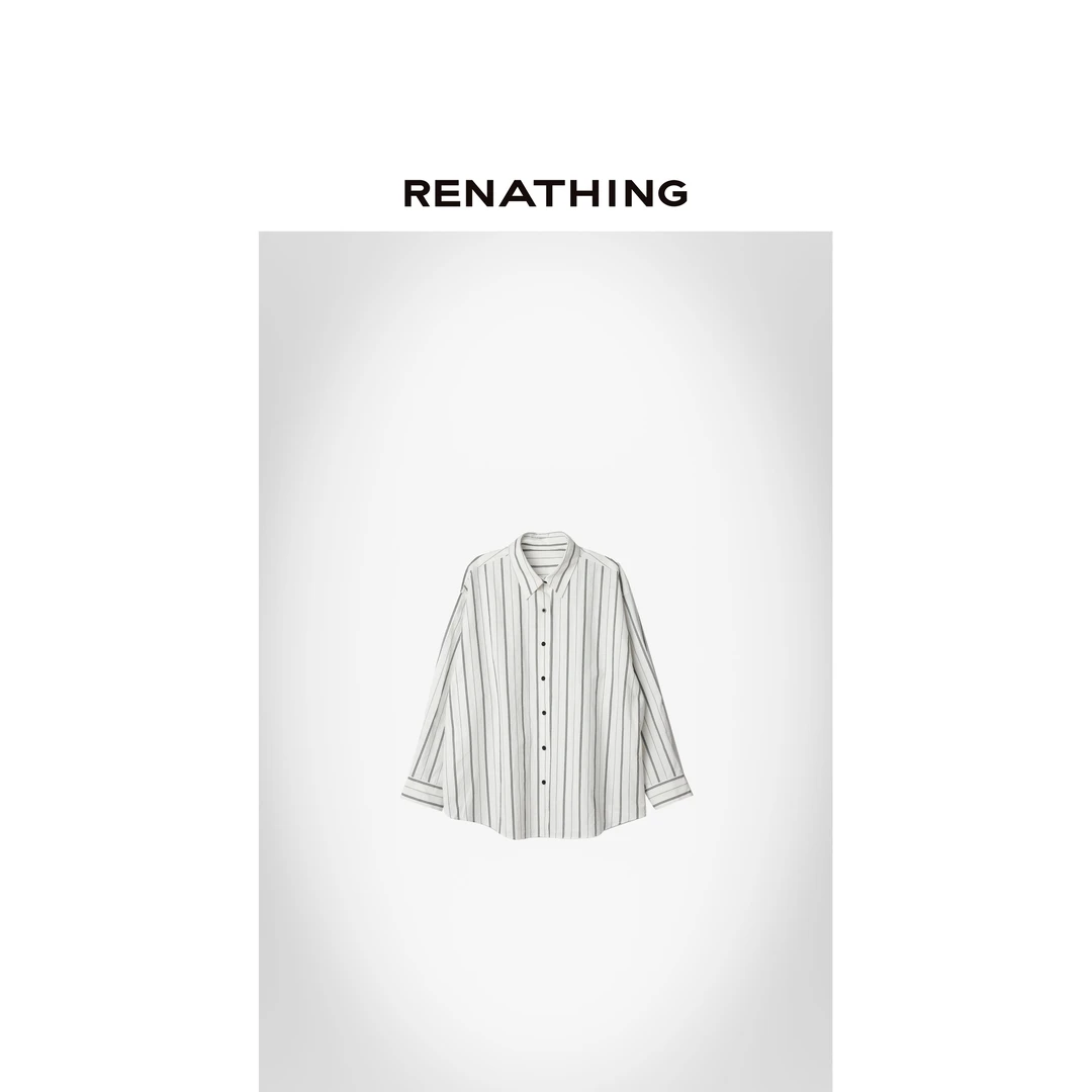 【RENATHING】经典衣领条纹衬衫