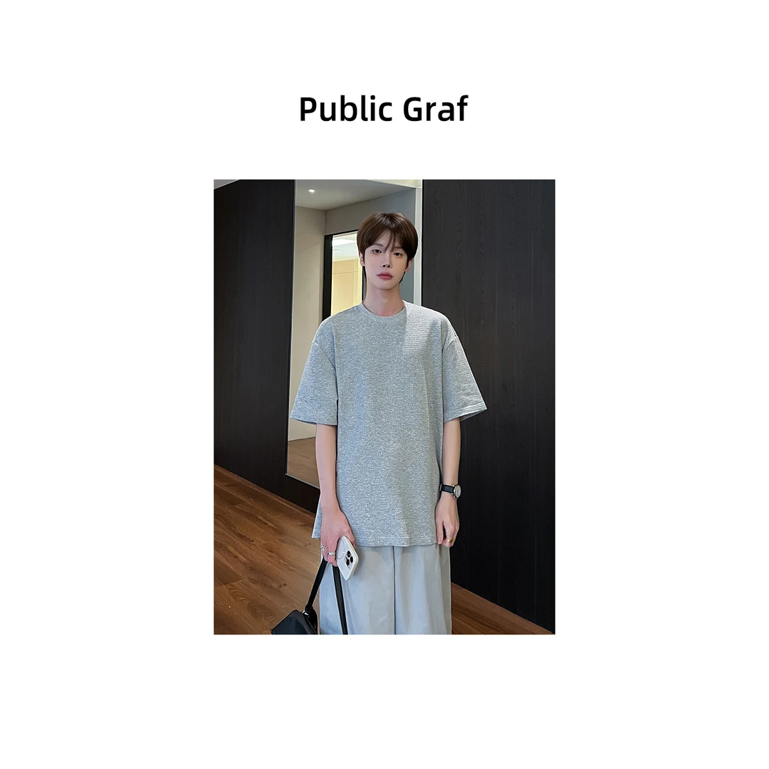 高林凡 韩版小众设计感纯色百搭T恤上衣宽松遮肉百搭慵懒休闲短袖