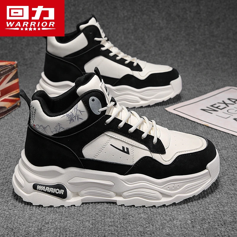 Warrior/回力马丁靴男鞋百搭高帮时尚厚底秋冬季厚靴男英伦风男靴