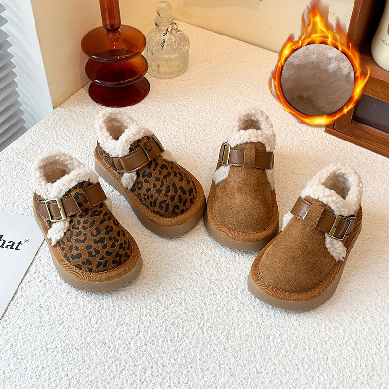 儿童低帮雪地棉2025冬季新款女童时尚韩版厚底勃肯棉鞋男童大棉鞋