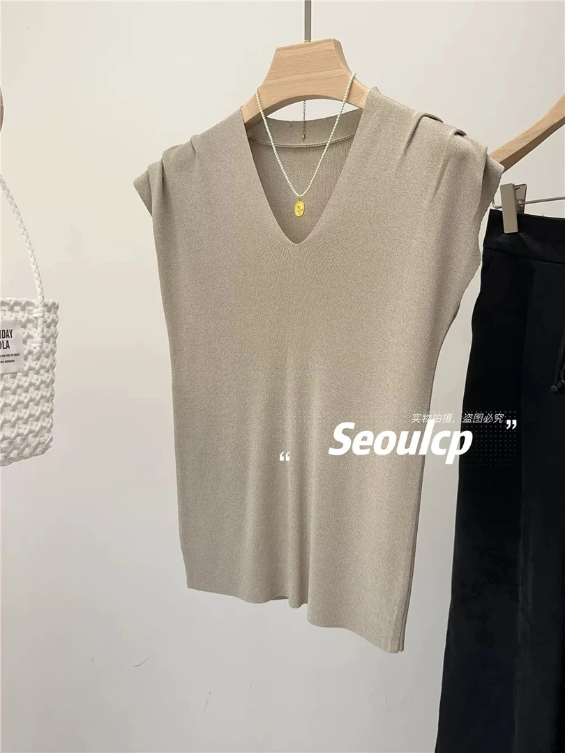 韩版2025春夏新款V领显瘦女