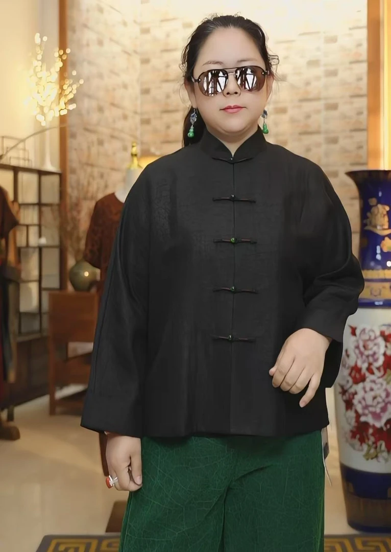 【大芦哥】桑蚕丝香云纱龟裂纹设计上衣A50-902新中式