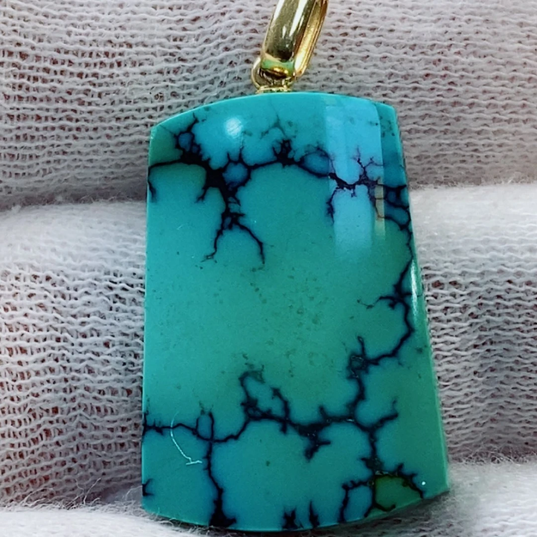 18K金镶嵌绿松石原矿无优化