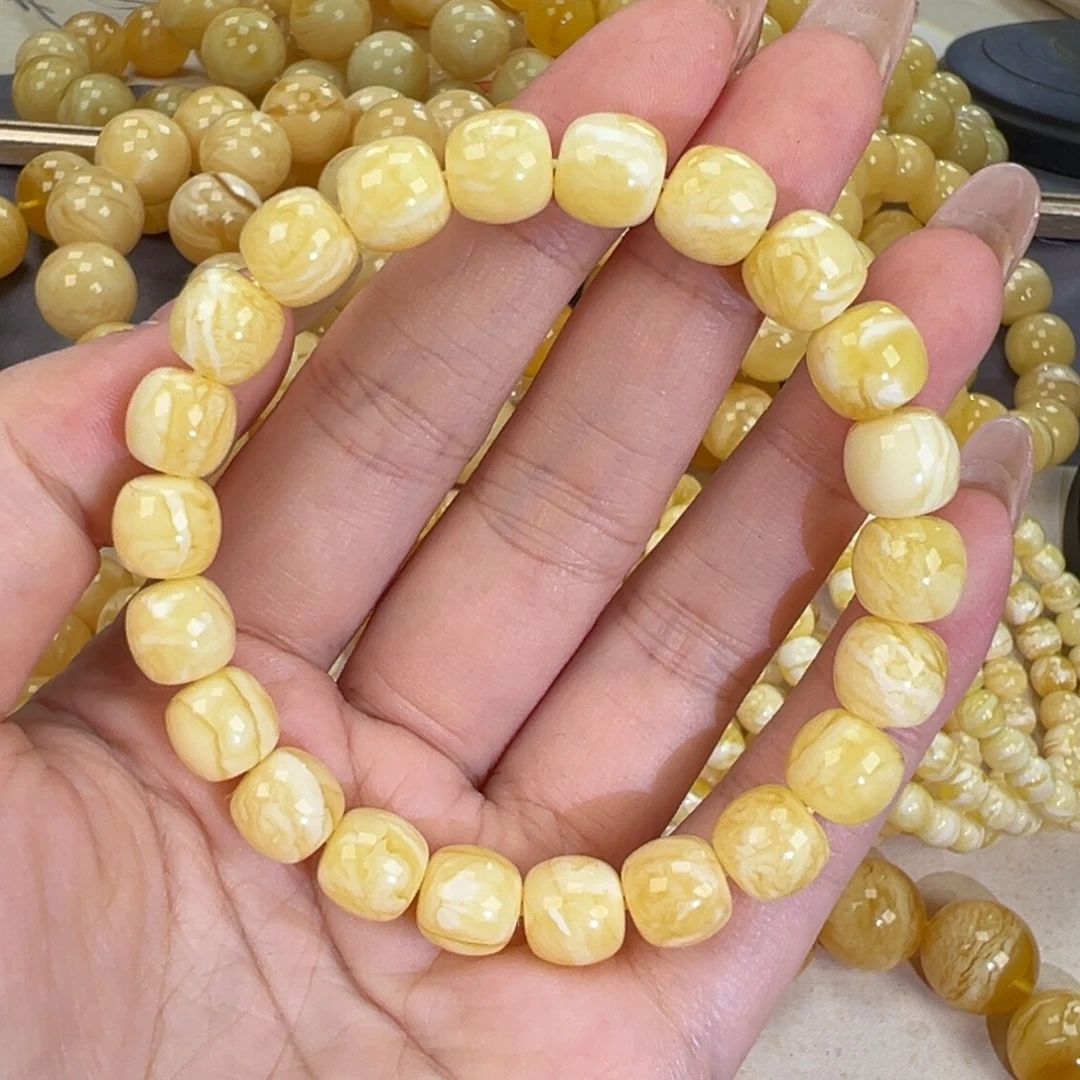 琥珀未镶嵌手链白蜡妖花
