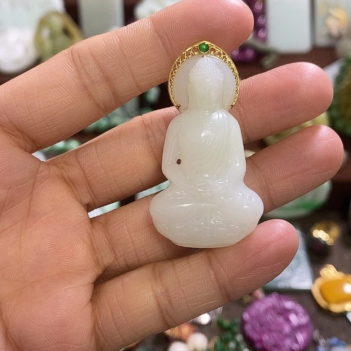 和田玉（糖玉）18K金镶嵌颈饰好看888888888888888