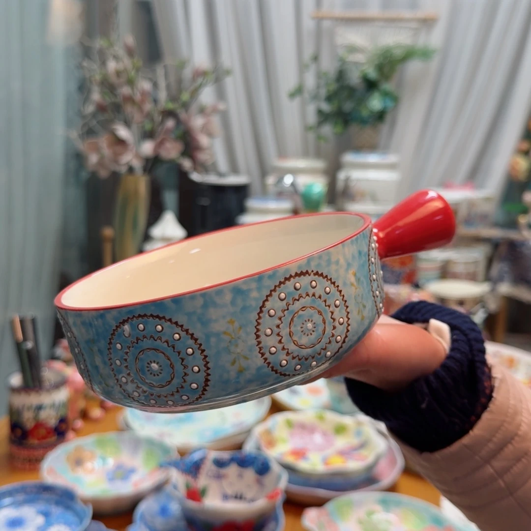 瓷6英寸手柄碗一只看图