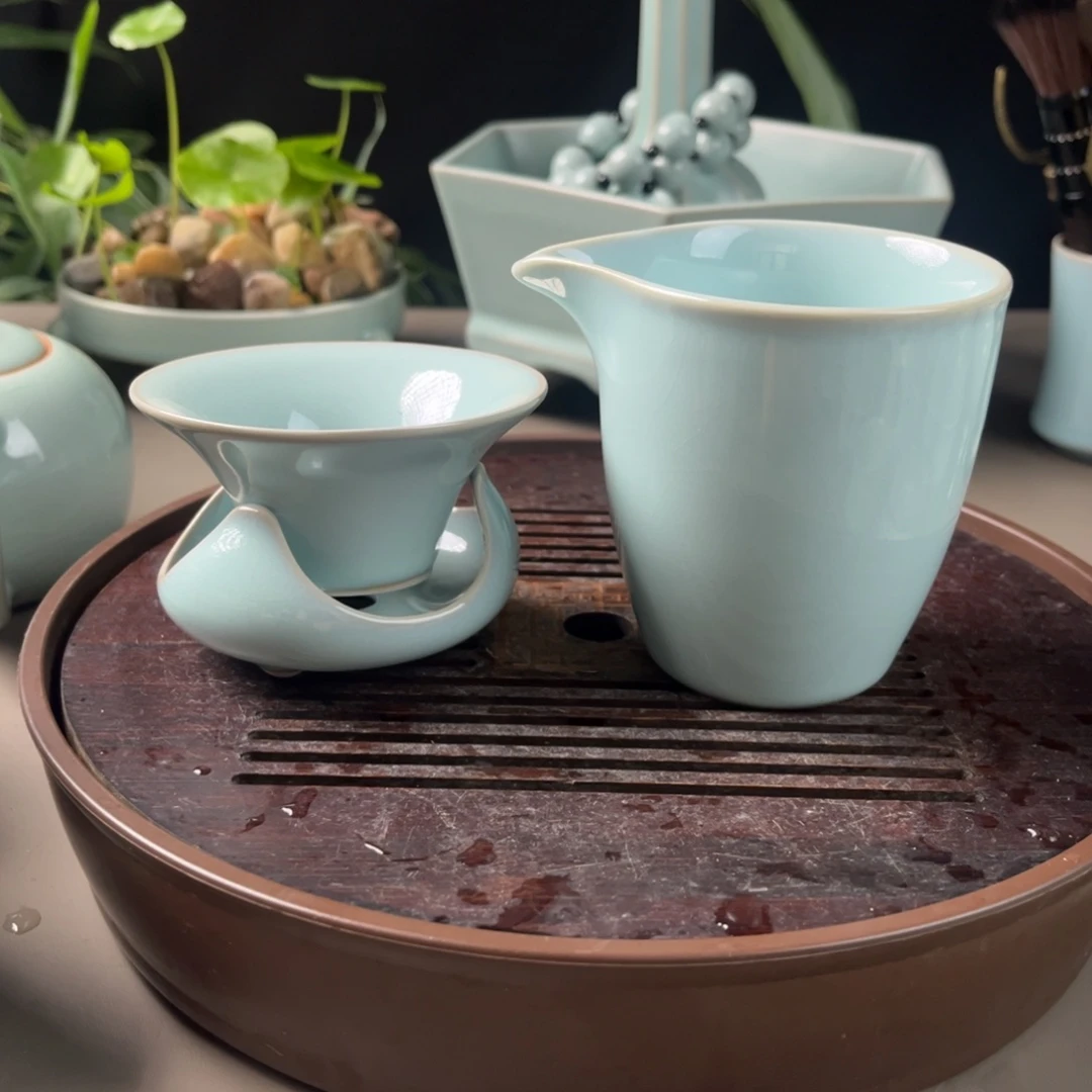 原矿天青色一套茶漏公道