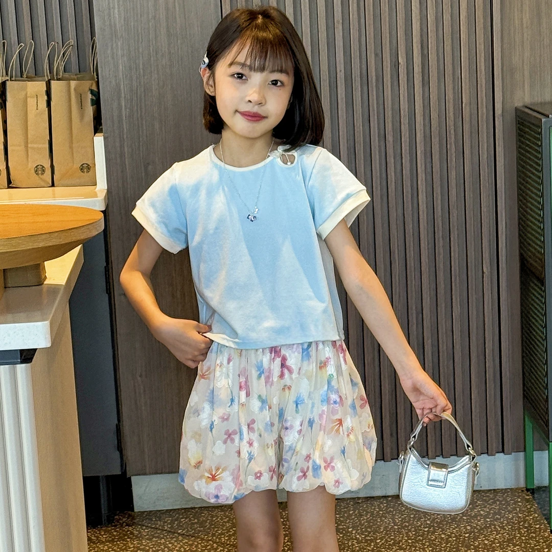 女童套装夏季2025新款儿童夏装宝宝短袖短裤女孩洋气时尚两件套装