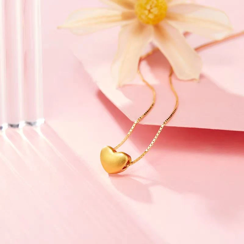 足金999小爱心日韩轻奢气质简约饰品赠合金链子