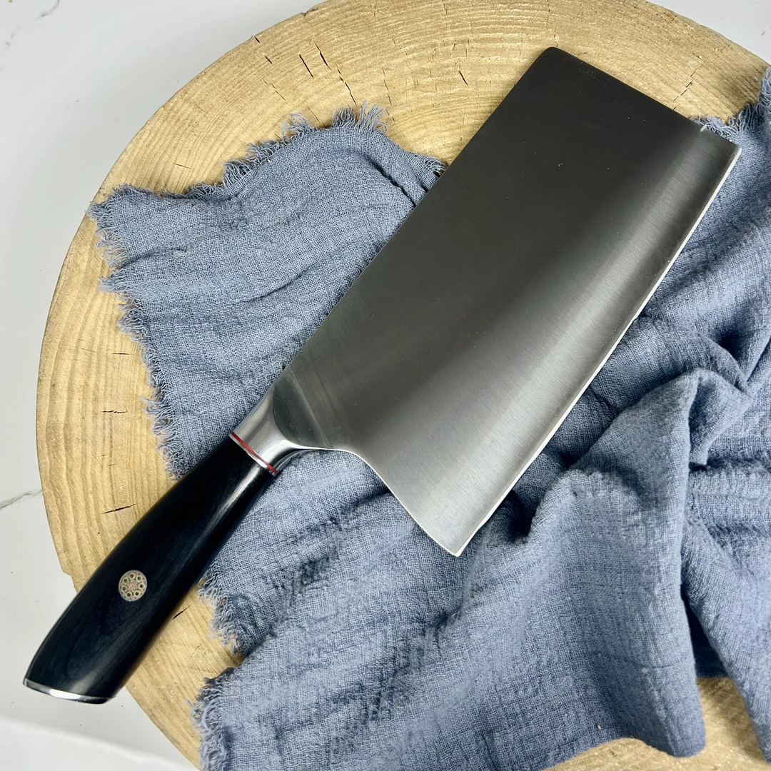 铬钼合金工具钢斩切刀家用锋利耐用斩鸡鸭鹅黑彩木手柄60±2HCR