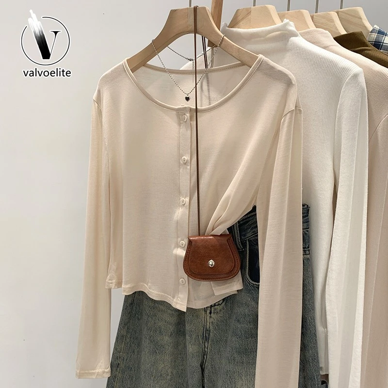 VALVOELITE凉感薄款防晒开衫T恤女春夏新款纯欲外搭韩系绝美上衣