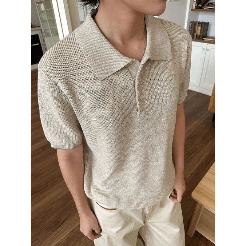 夏季针织麻花老钱风潮流高级感痞帅POLO衫复古显瘦宽松百搭男上衣