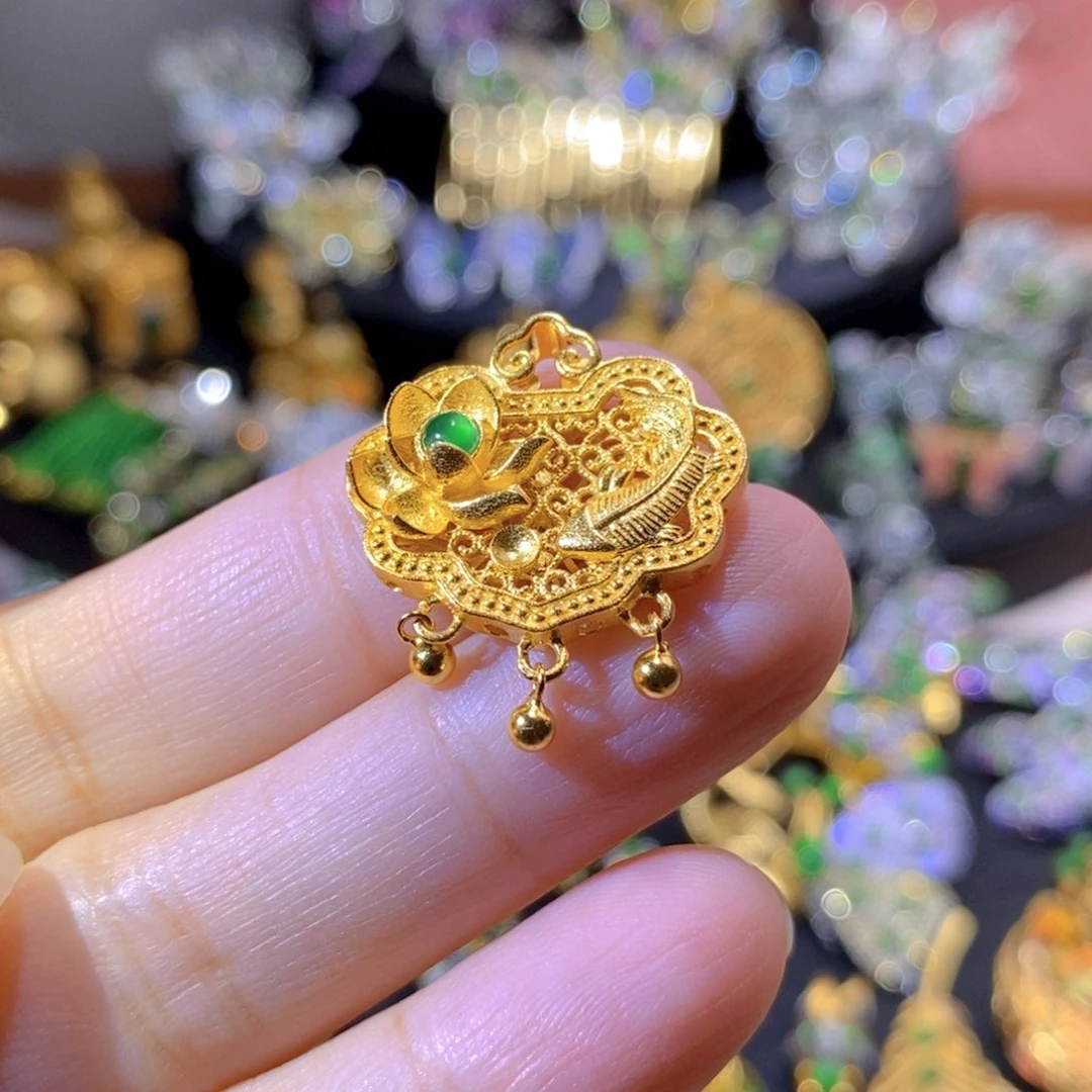 吊坠(不含链)银S925镶嵌翡翠