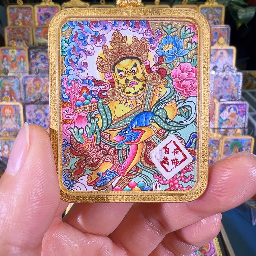 吊坠黄c热贡纯手绘唐卡