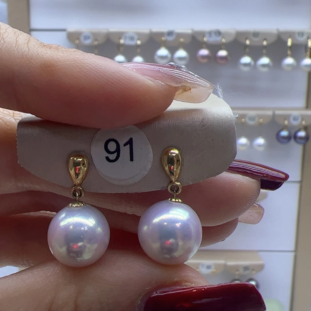 淡水珍珠耳饰18K金镶嵌