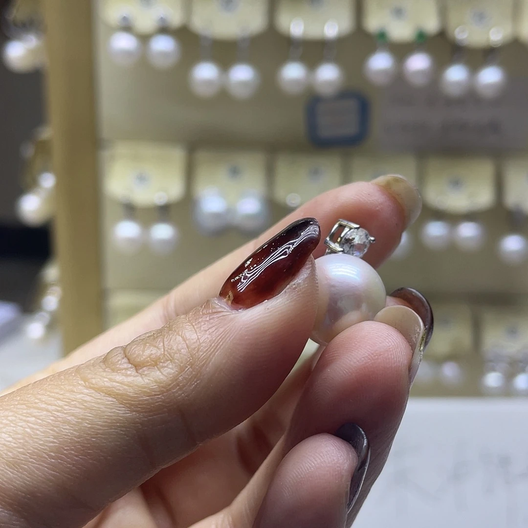 淡水珍珠耳饰银S925镶嵌