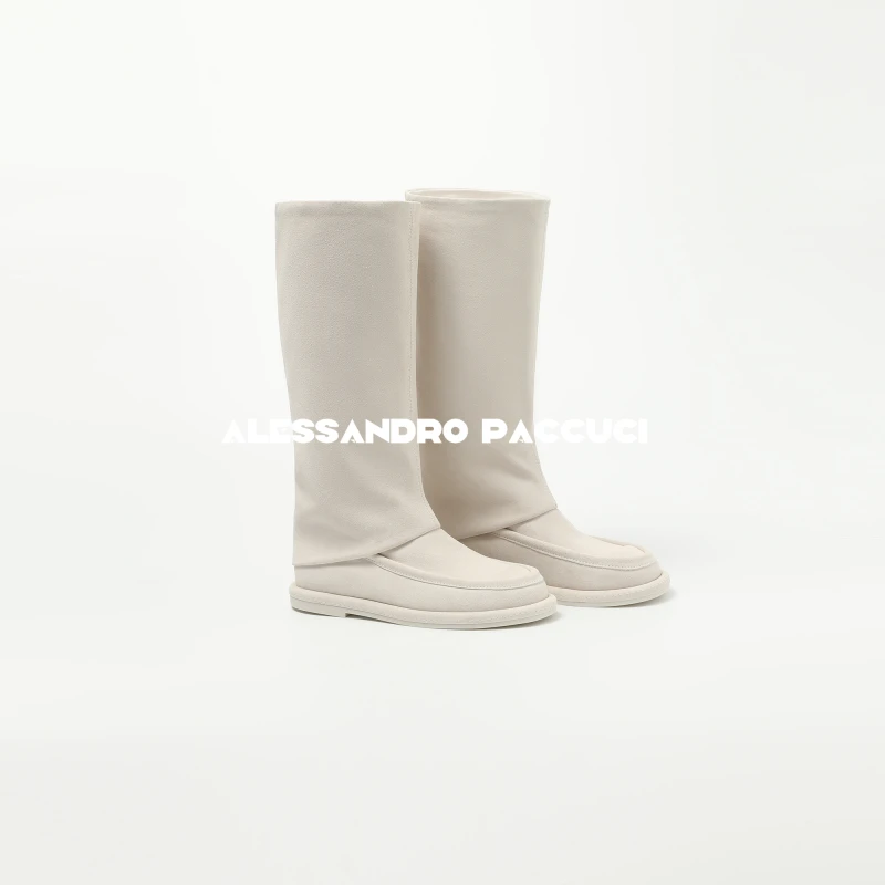 AP洛哥51024XQ【裤管靴】高丝光牛反毛纯色平底时尚百搭长筒靴鞋子