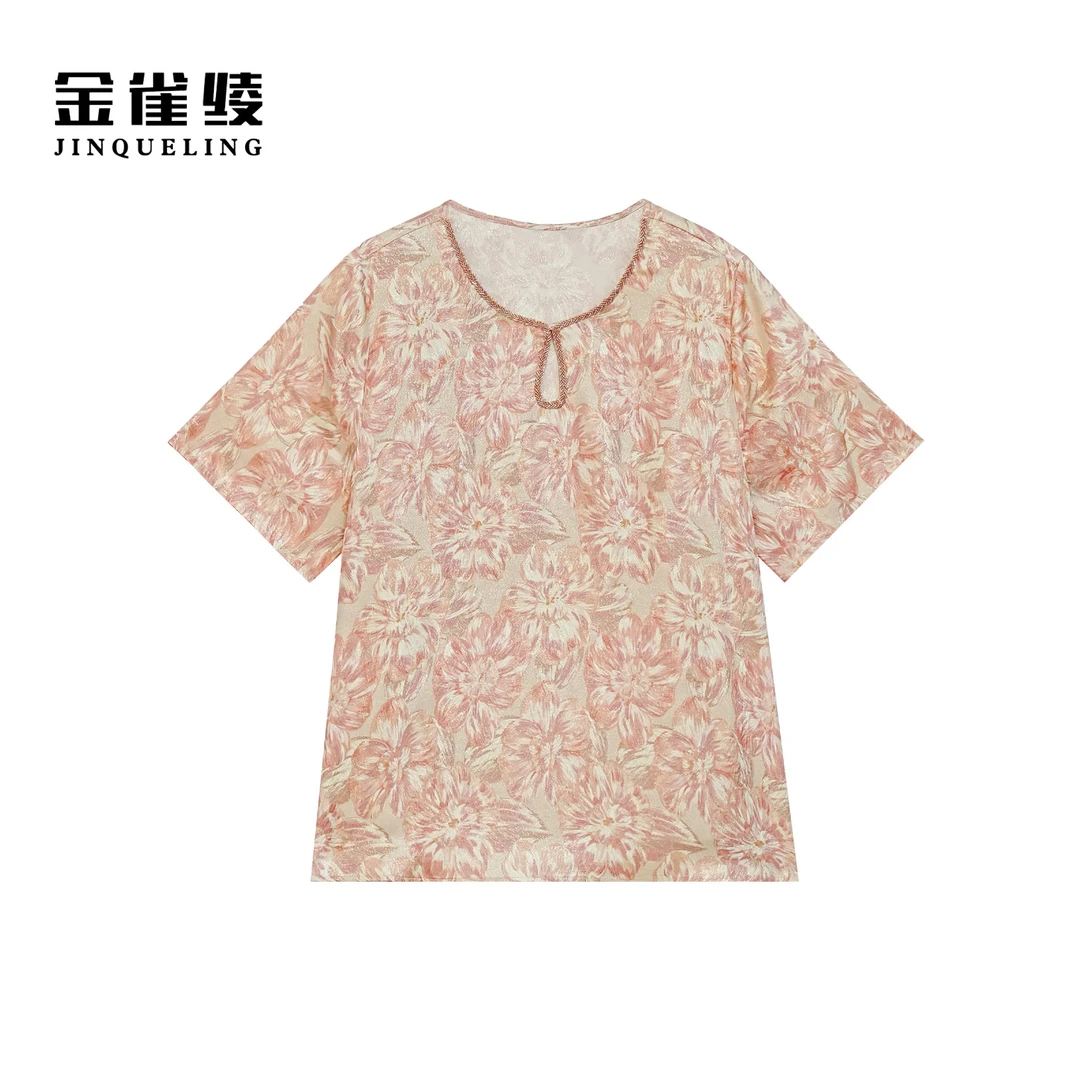 金雀绫【金粉佳人】桑蚕丝冠乐绉工艺透气加宽加大小衫SZA1S281