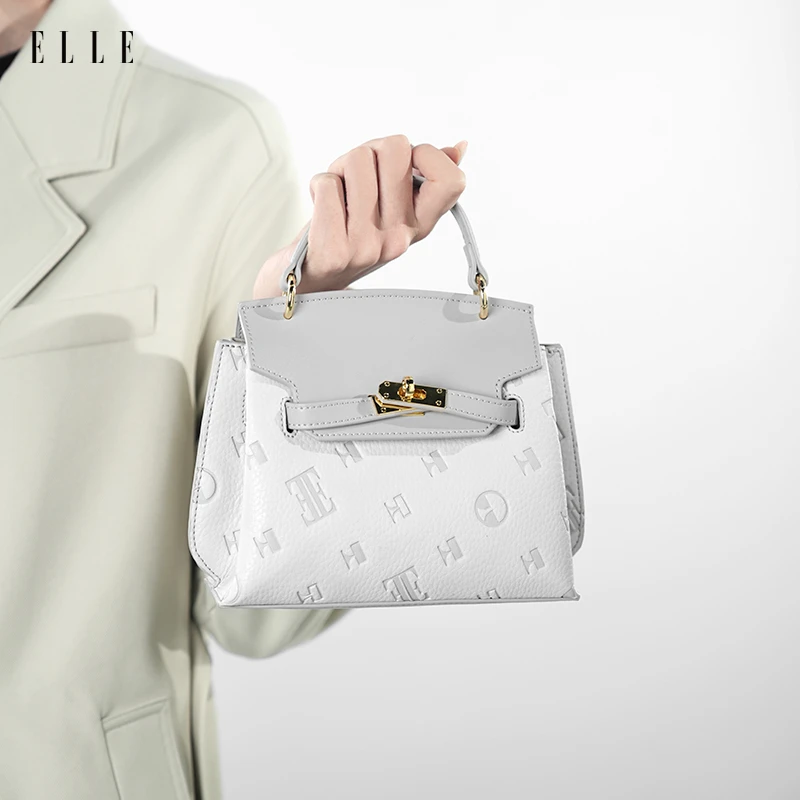 ELLE25年春夏季新款女士凯莉包简约压纹潮流单肩包时尚轻奢46752