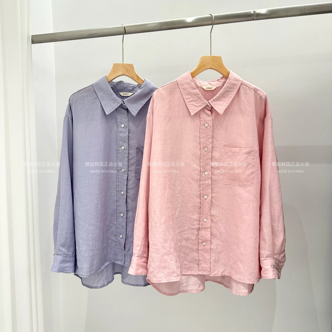 【慧姐韩国正品】2025春夏新款RIV麻料衬衫/N0退N0换