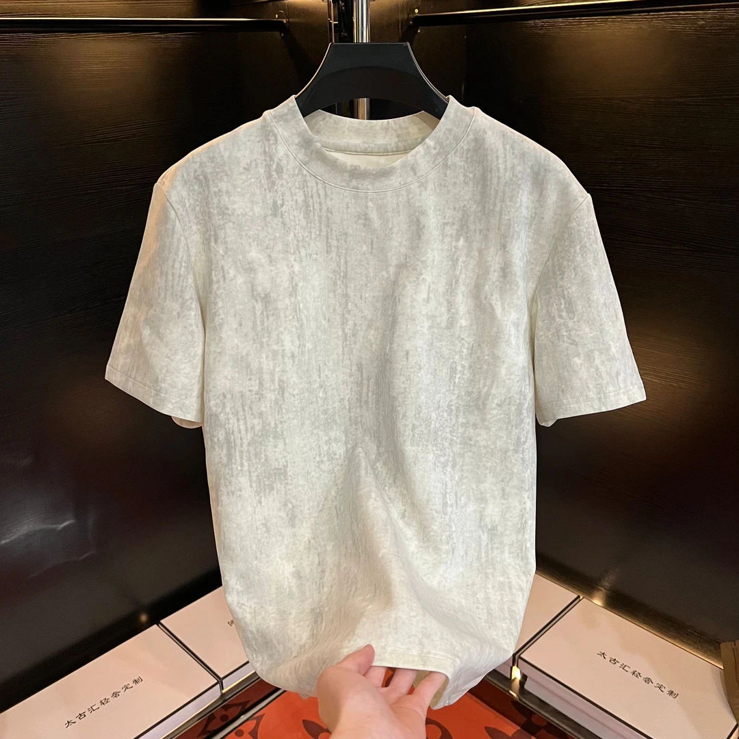 液态冰感-扎染短袖T恤男夏季新款设计款轻奢男士上衣半袖体恤衫