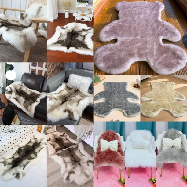 高颜值仿兔毛椅垫坐垫沙发垫不规则毛绒防滑垫