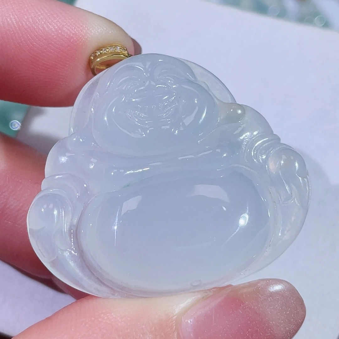 颈饰18K金镶嵌翡翠佛公
