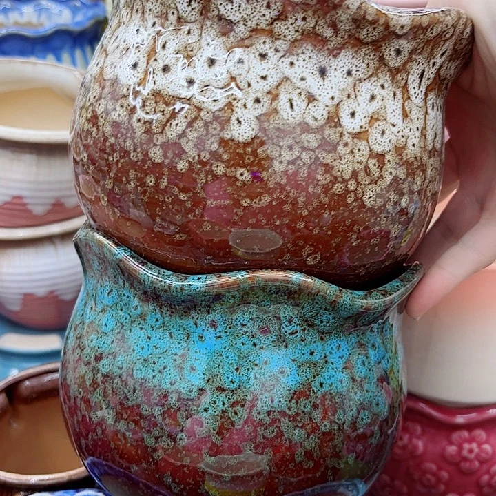 多肉绿植陶瓷花盆9.9包邮，有孔