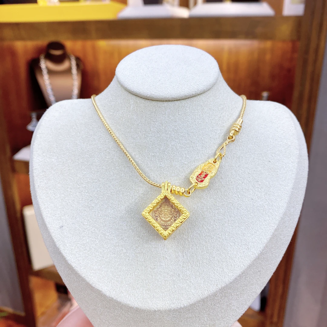 吊坠925银 黑标K[黄财龛]金箍链正念吸米时尚项链dois12