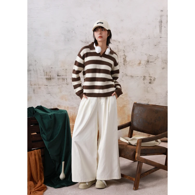 西町村屋韩系百搭阔腿裤女装秋季新款休闲纯色宽松裤子XH9C10169