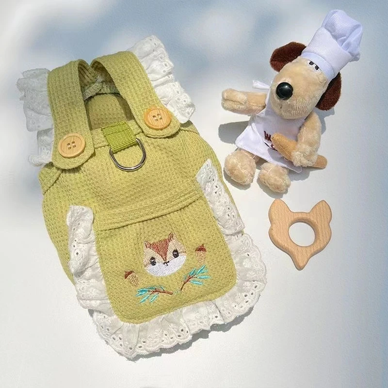 春夏款宠物狗狗猫咪外出卡通背心衣服裙子扣牵引绳子胸背带用品