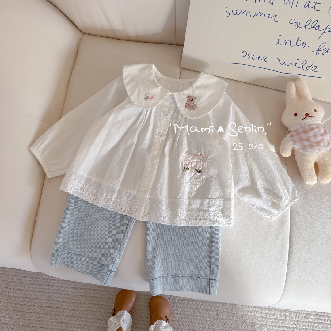 拉萨发货西藏包邮翻领小熊绣花娃娃衫AM-251018