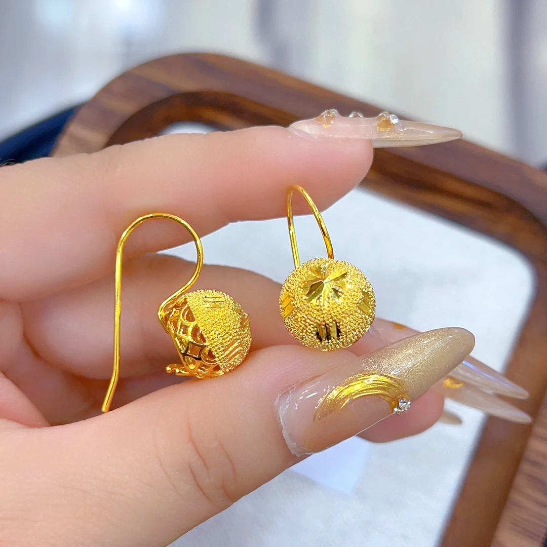 铜合金耳饰 阿热发新款时尚大方百搭气质妈妈款耳环磨砂金色轻奢